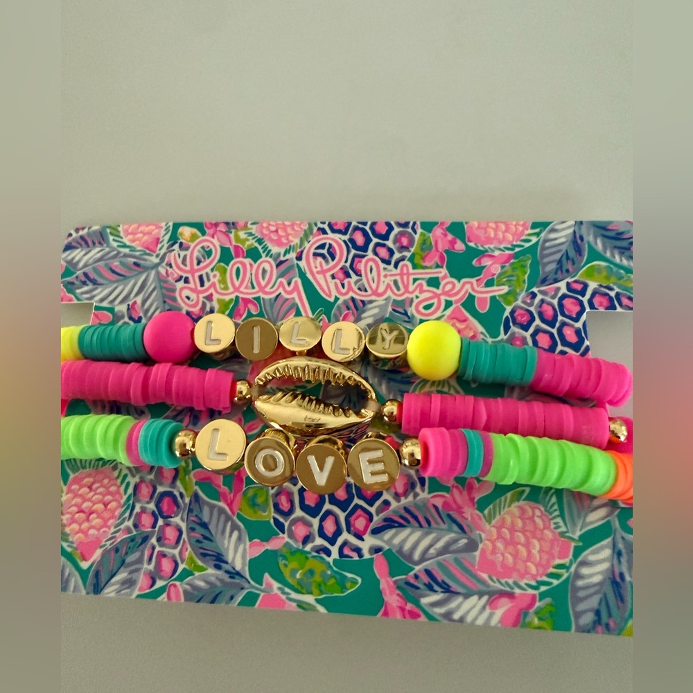 Lilly Pulitzer Neon Shell Beaded Bracelet Set Trio